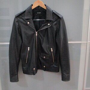 The Kooples 100% Lambskin Black Leather Moto Jacket